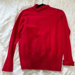 Mock neck red long sleeve sweater